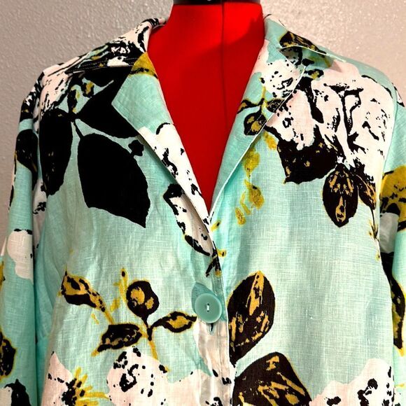 NEW jones New York women’s Linen floral one button light jacket size 1X - Picture 2 of 10